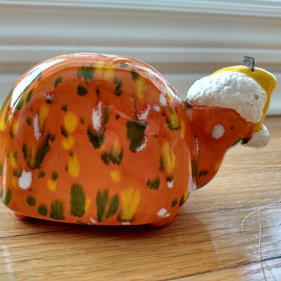 Vintage Ceramic Snail Tape Dispenser Orange Pottery Retro Office Desk Decor - Picture 5 of 11